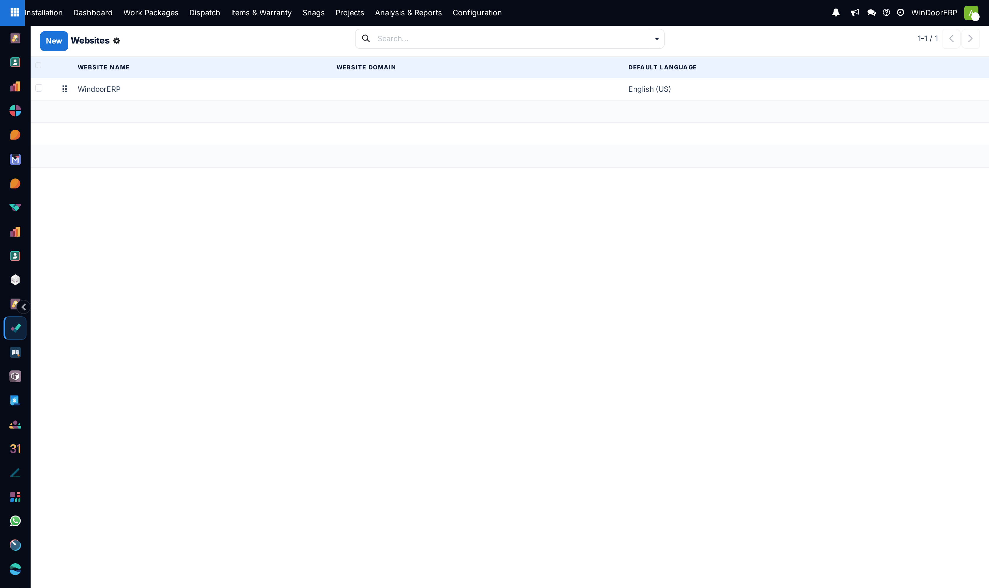 Multi-website configuration registry list