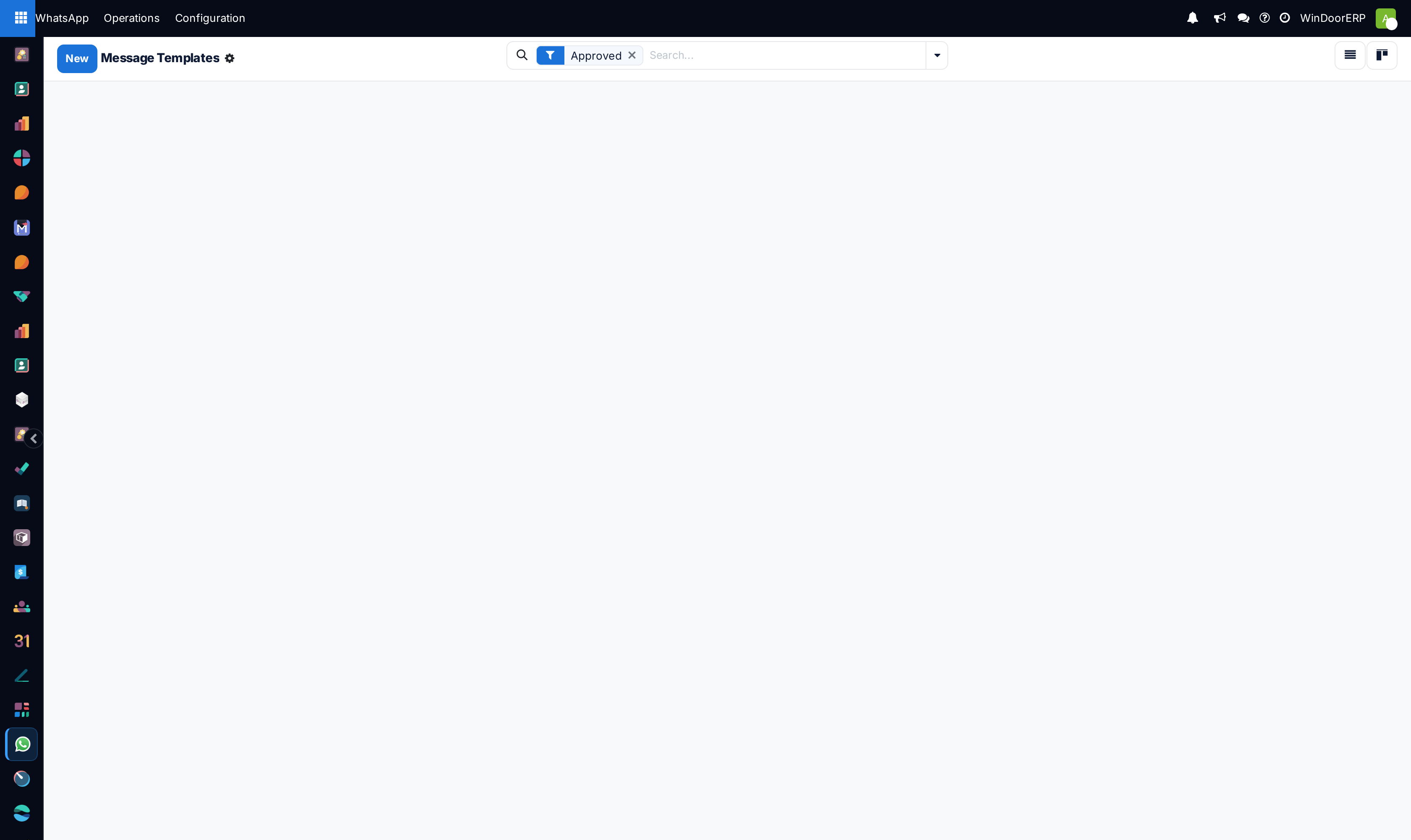 WhatsApp templates kanban board categorized by approval status: Draft, Submitted, Approved, Rejected